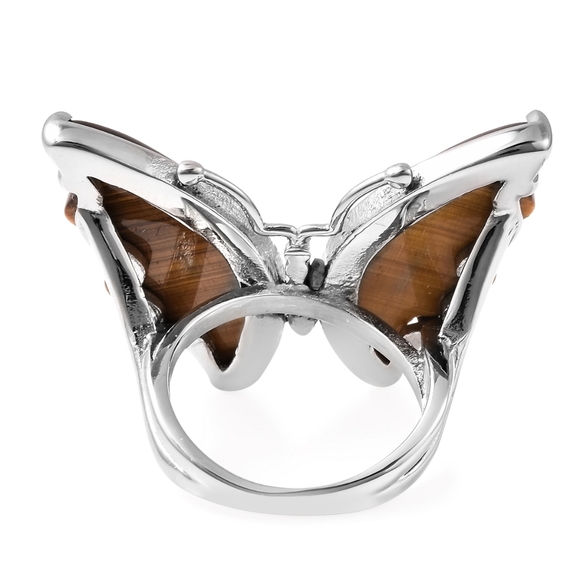 🦋 Butterfly Ring African Tiger's Eye Gemstone 25.95ctw, Sz 9 - Picture 3 of 4